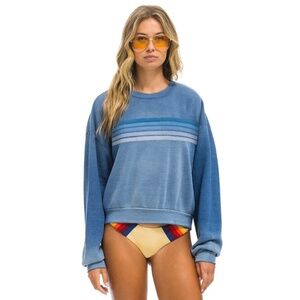 Aviator Nation 5 Stripe Sweatshirt Faded Water Excellent Condition